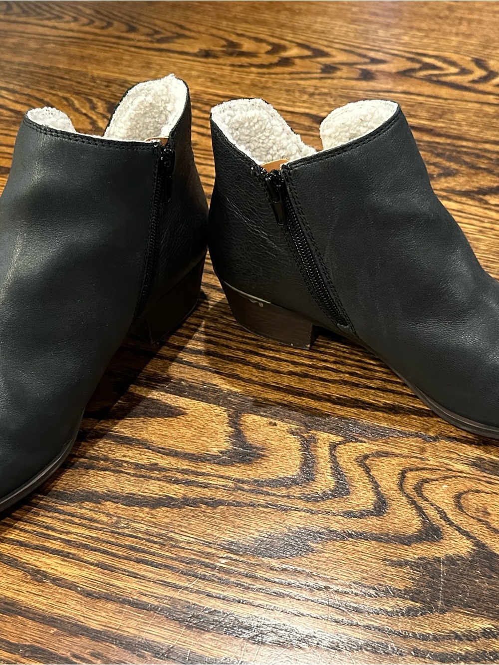 Lucky Brand Black Leather Sherpa-Lined Ankle Booties